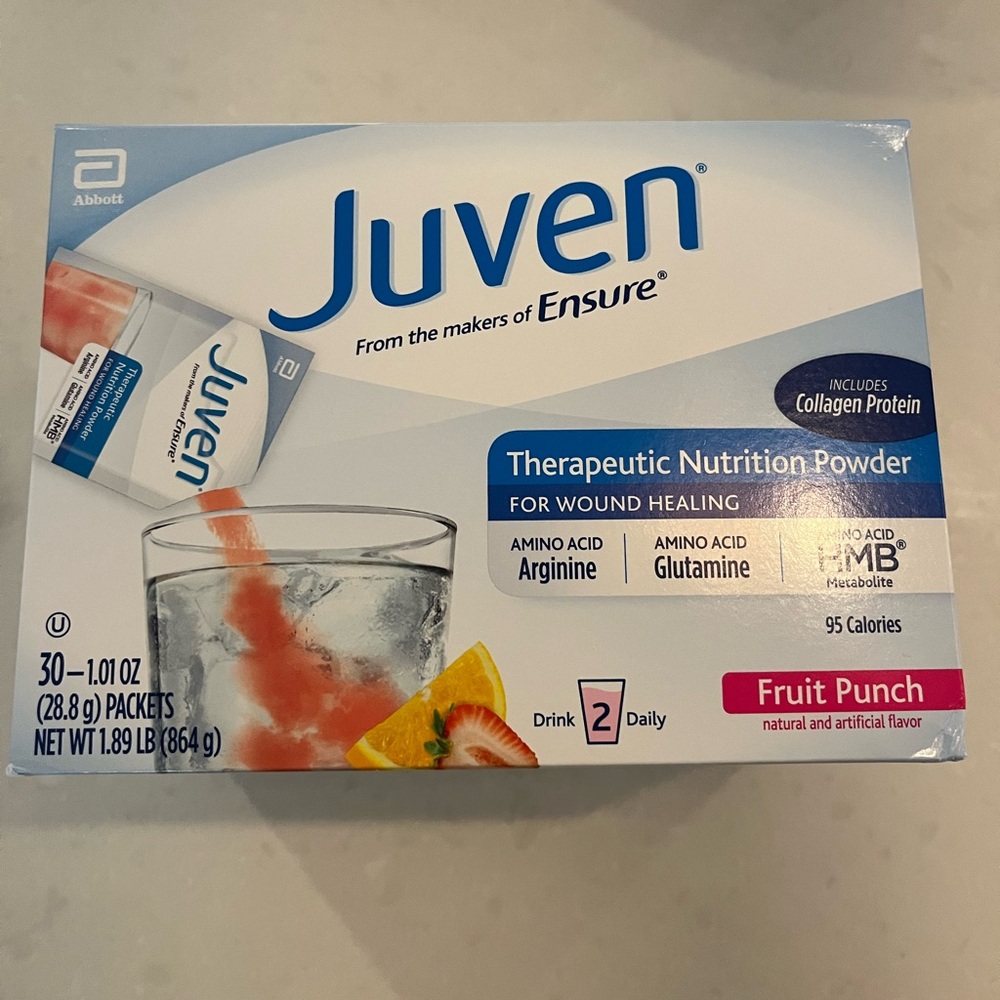 Juven therapeutic nutrition powder for wound healing.